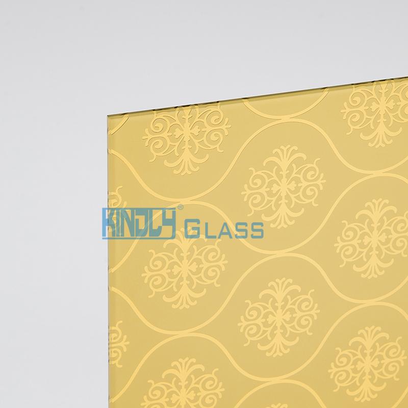 Acid Etched + Golden Yellow Coated Jacquard Glass B